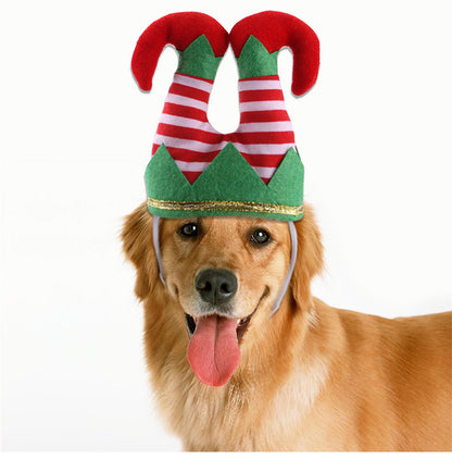 Pet Christmas Funny Striped Clown Hat Dog Ornaments  Supplies Accessories
